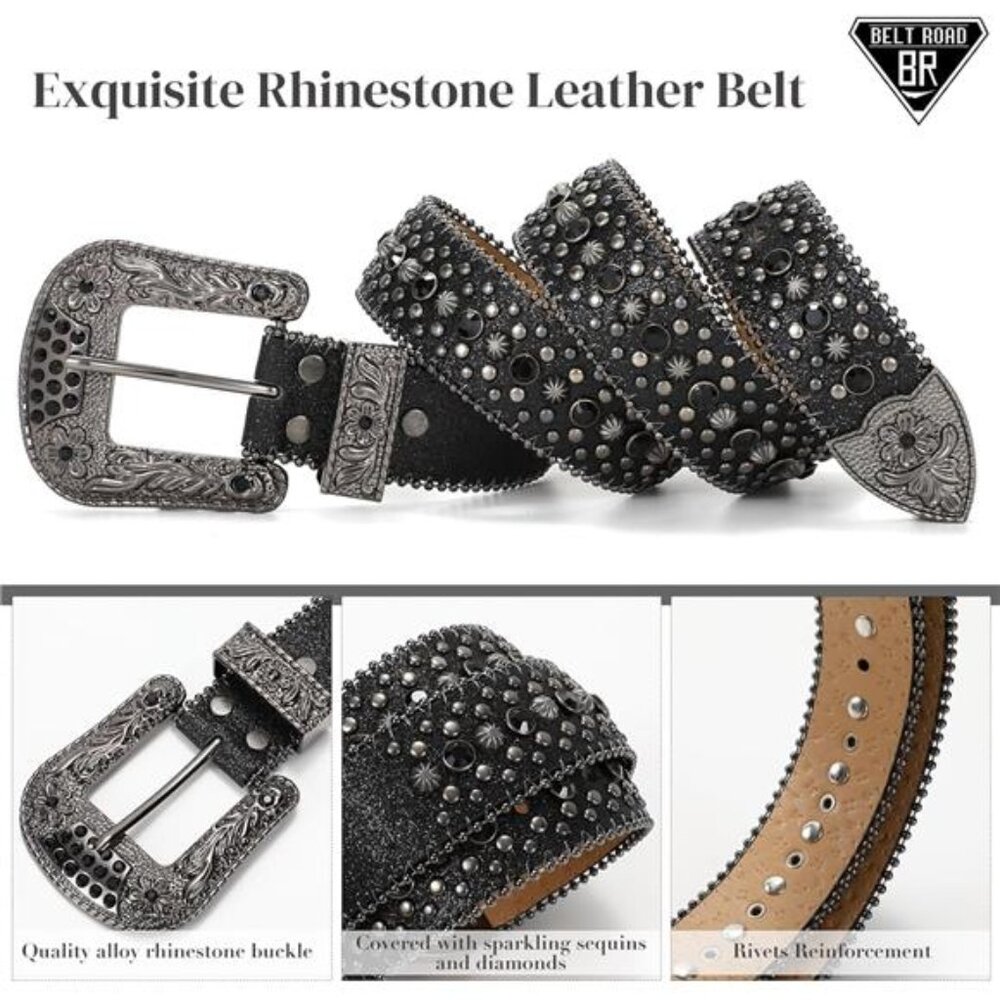 Rhinestone Belt Goth Bling Belts - Picture 3 of 6